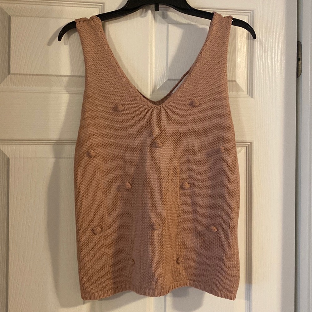 Francesca’s Knit Sweater Tank Top Pom Pom